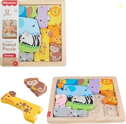 Fisher-Price Wood Toddler Toy Animal Puzzle, 12 Piece Wooden Shape-Sor