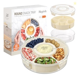 Dishwasher Safety -Divided Rotating Serving Tray with Lid and Handle,P