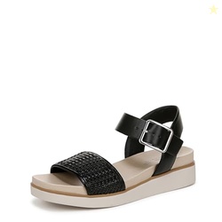 LifeStride Womens Gillian 2 Sandal Black Faux Leather 7.5 W