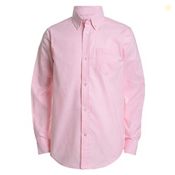 Izod boys Long Sleeve Solid Button-Down Oxford Shirt, Medium Pink, 12 