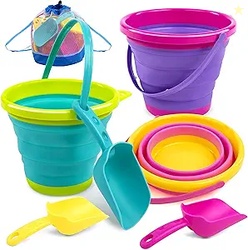 JOYIN Foldable Beach Bucket Set - 3 Packs