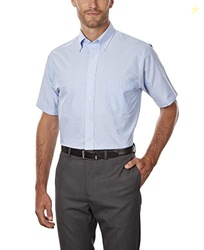 Van Heusen Men's Short Sleeve Dress Shirt Regular Fit Oxford Solid, Bl