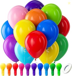 Bezente Assorted Rainbow Latex Balloons, 100 Pack 