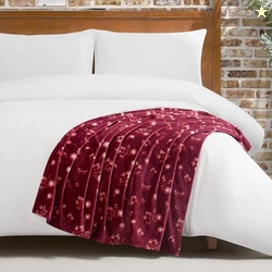 Lucky Brand Daisy Red Floral 50"X70" Cozy Plush Blanket - Premium Micr