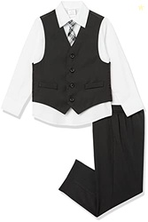 Van Heusen 4-Piece Formal Dresswear Vest Set, Black/Red Stripe, 3T