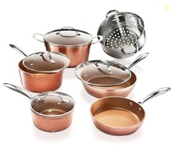 Gotham Steel Hammered 15 Pc Ceramic Cookware Set, Induction Pots and P