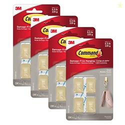 Command 17032BR-4ES Metallic Hooks, 0, Brass, 16 Count
