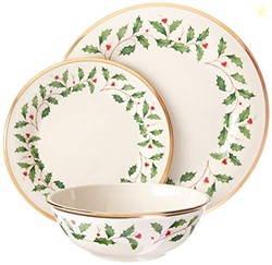 Lenox 883430 Holiday 3-Piece Place Setting, Christmas Set, Hosting, Re