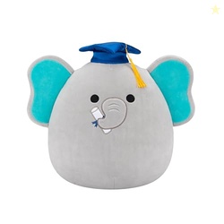 Squishmallows Original 12in Lemus The Grey Elephant with Graduation Ca