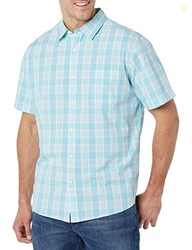 Amazon Essentials Men's Short Sleeve Dress Shirt with Stretch, Charcoa
