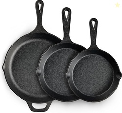 EWFEN Cast Iron Skillet 3-Piece Set
