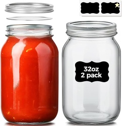 ComSaf Wide Mouth Mason Jars with Lids 2 Pcs