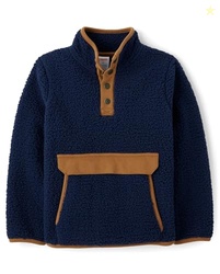 Gymboree,Boys,and Toddler Long Sleeve Half Snap Sherpa Pullover,Tidal,