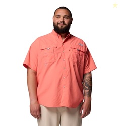 Columbia Mens PFG Bahama II Short Sleeve Fishing Shirt, Melonade, XX-S