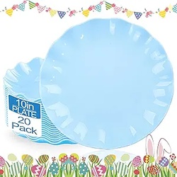 LIYH 20 Pcs 10 Inch Light Blue Plastic Plates