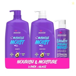Aussie Miracle Moist Shampoo and Conditioner, 3 Pack 