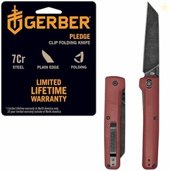 Gerber Gear Pledge Pocket Knife with Pocket Clip - 3.7" Full Panel Pla