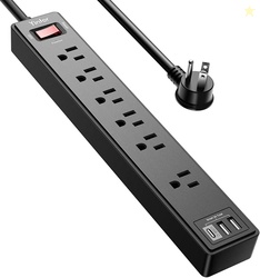 6Ft Power Strip Surge Protector 