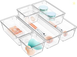 WOWBOX 6 Pack Clear Drawer Organizer Set