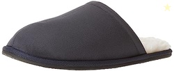Amazon Essentials Men's Cozy Non Slip House Slippers, Navy Microsuede,