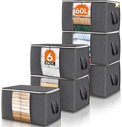 Lifewit 6 Pack 60L Clothes Storage Bins with Lids