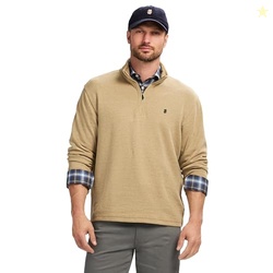 Izod Men's Performance Comfort Quarter Zip Long Sleeve Shirt, Camel HT