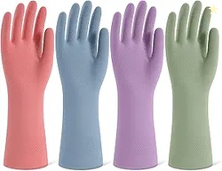 Rubber Cleaning Gloves for Dishwashing, 4 Pairs