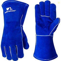 Wells Lamont Blue Lined Leather Welding Gloves, Medium 1056