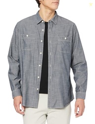 Amazon Essentials Men's Regular-Fit Long-Sleeve Chambray Shirt, Grey, 