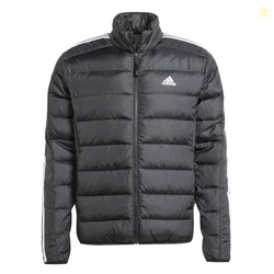 adidas Men's Essentials 3-Stripes Light Down Jacket, Black, Large