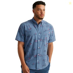 HUK Mens Kona Pattern Short Sleeve Fishing Button Down Shirt for Men, 