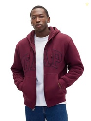 GAP Mens Logo Sherpa Full Zip Sweatshirt Tuscan Red S