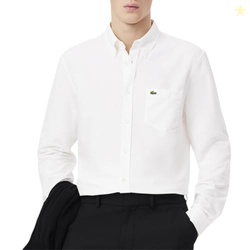 Lacoste Men's Regular Fit Oxford Shirt, White, Large