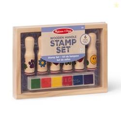 Melissa & Doug Happy Handles Wooden Stamp Set: 6 Stamps and 6-Color St