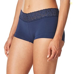 Maidenform Women's Dream Cotton with Lace Boyshort, Navy, 8