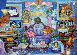 Wonder Forge Cats in The Blue Room 1000 Piece Jigsaw Puzzle for Adults