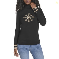 Tommy Hilfiger Women's Sportswear Long Sleeve Turtleneck Sweater, Blac