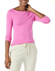 Amazon Essentials Women's Slim-Fit 3/4 Sleeve Boat Neck Cotton Modal M