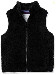 Amazon Essentials Girls' Sherpa Fleece Vest with Pockets, Black, X-Lar