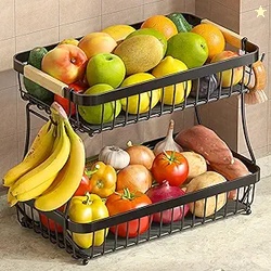 2 Tier Large Fruit Basket for Kitchen 