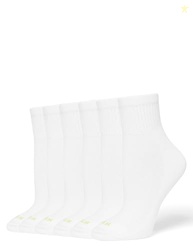 Hue Women's Mini Crew Sock 6-Pack, White, One Size