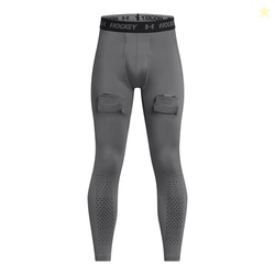 Under Armour Boys Hockey Fitted Leggings, (025) Castlerock / / Black, 