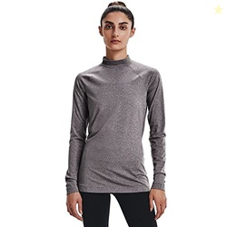 Under Armour Womens Authentics Mock Neck T-Shirt, Charcoal Light Heath