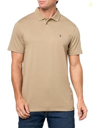 Volcom Men's Middler Short Sleeve Modern Fit Polo Short, Khaki, XLarge