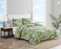 Tommy Bahama Quilt Set Reversible Cotton Bedding with Matching Shams, 