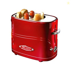 Nostalgia HDT600RETRORED Retro Pop-Up 2 Hot Dog and Bun Toaster, With 