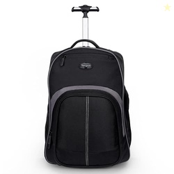 Targus 16 Inch Compact Rolling Backpack, Black - Wheeled Travel Bag wi