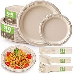 Gezond 250Pcs Disposable Paper Plates Set