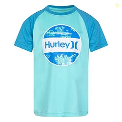 Hurley boys Rash Guard Shirt, Green Raglan, Medium US