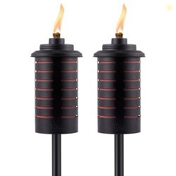 TIKI Metal Black & Orange Easy Install Outdoor Torches, 2-Pack  65-Inc